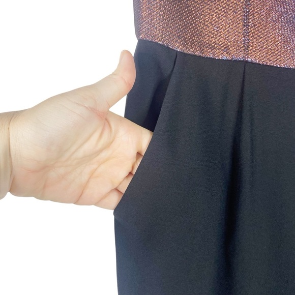 Karen Millen Metallic Iridescent Bodice Tailored Jumpsuit US 10 Black - Picture 6 of 13